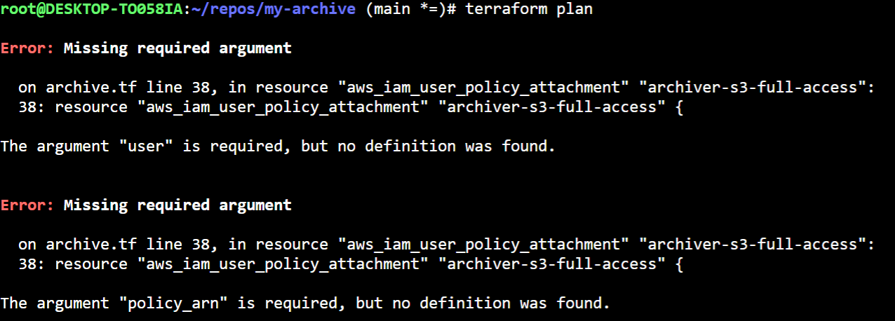 Terraform plan after import